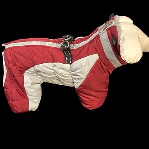 Red and White Quilted Dog Jacket